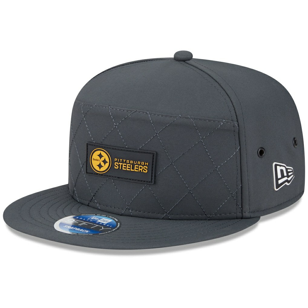 Pittsburgh Steelers New Era 2025 Sideline Cold Weather Split Panel 9FIFTY Snapback Hat - Charcoal Hats