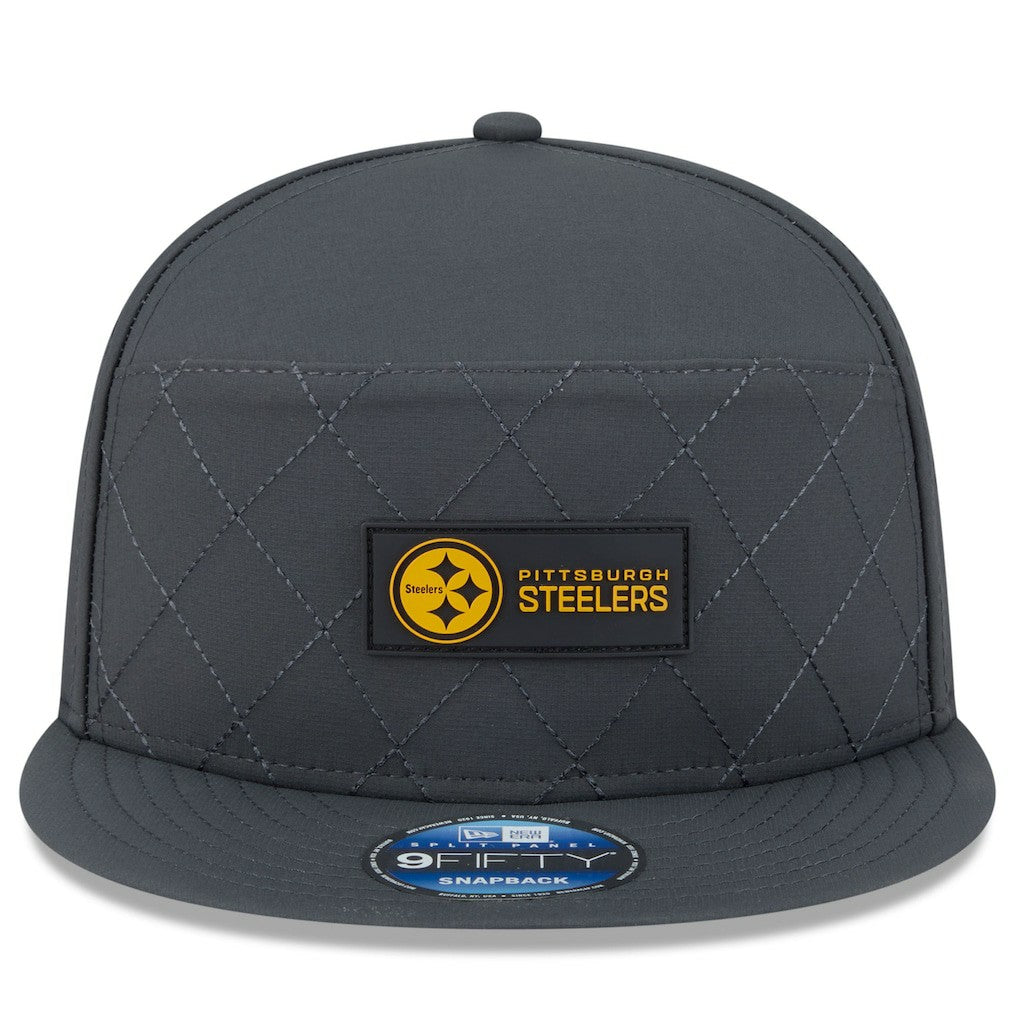 Pittsburgh Steelers New Era 2025 Sideline Cold Weather Split Panel 9FIFTY Snapback Hat - Charcoal Hats