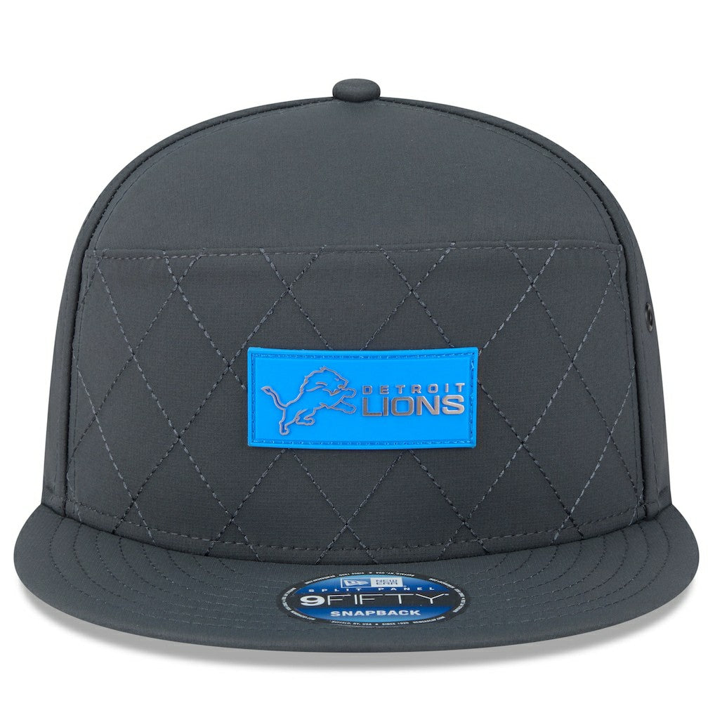 Detroit Lions New Era 2025 Sideline Cold Weather Split Panel 9FIFTY Snapback Hat - Charcoal Hats