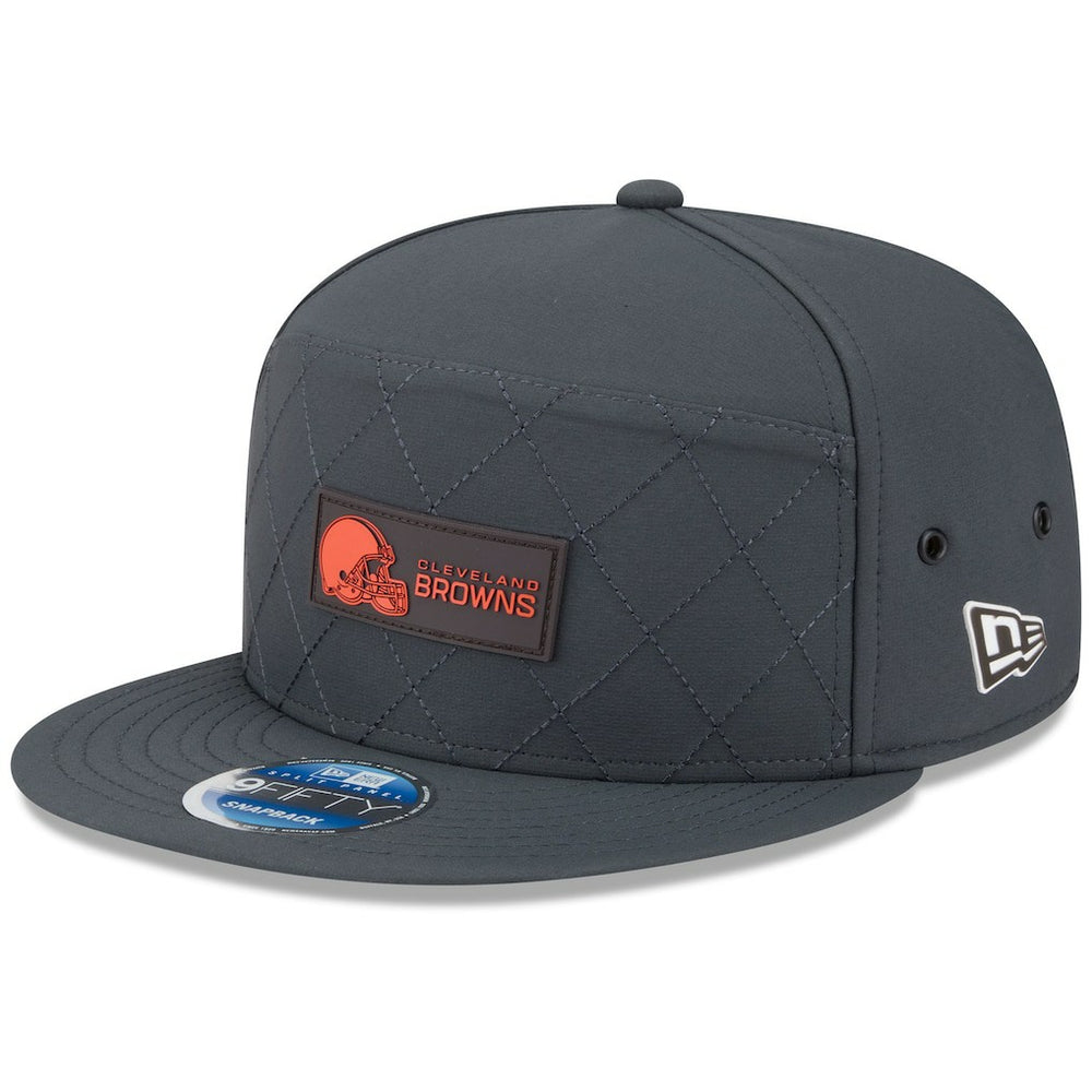 Cleveland Browns New Era 2025 Sideline Cold Weather Split Panel 9FIFTY Snapback Hat - Charcoal Hats