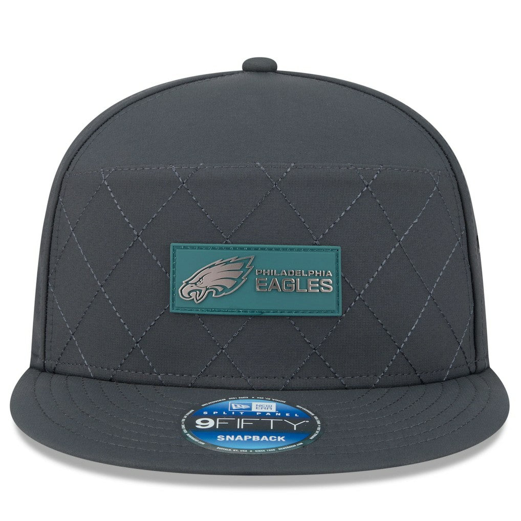 Philadelphia Eagles New Era 2025 Sideline Cold Weather Split Panel 9FIFTY Snapback Hat - Charcoal Hats