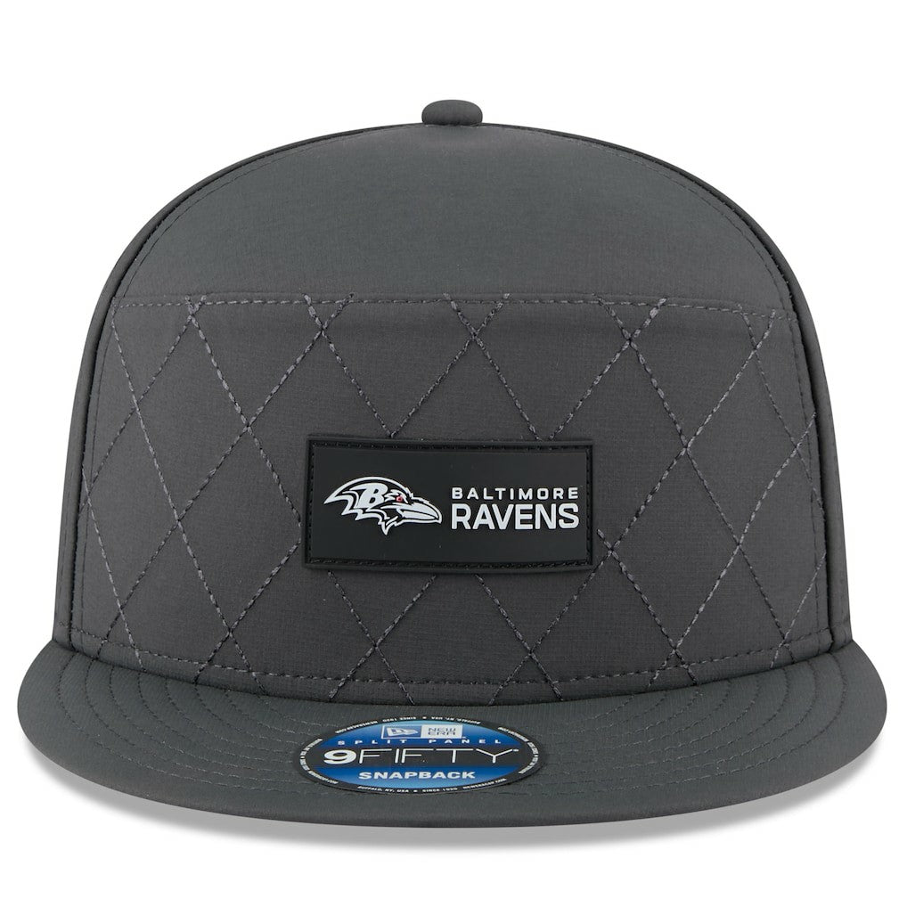 Baltimore Ravens New Era 2025 Sideline Cold Weather Split Panel 9FIFTY Snapback Hat - Charcoal Hats