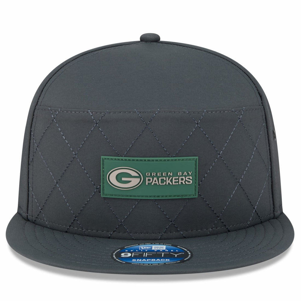 Green Bay Packers New Era 2025 Sideline Cold Weather Split Panel 9FIFTY Snapback Hat - Charcoal Hats