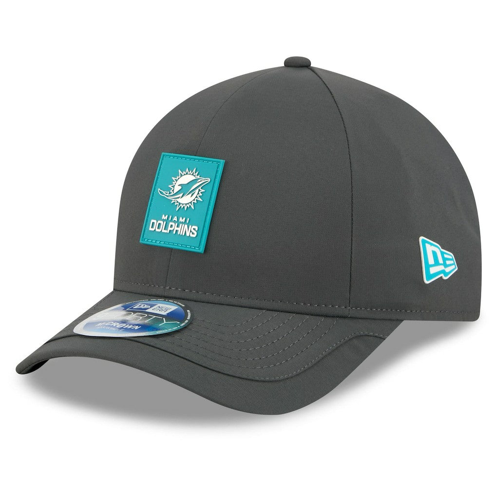 Miami Dolphins New Era 2025 Sideline Cold Weather 9FORTY M-Crown Adjustable Hat - Charcoal Hats