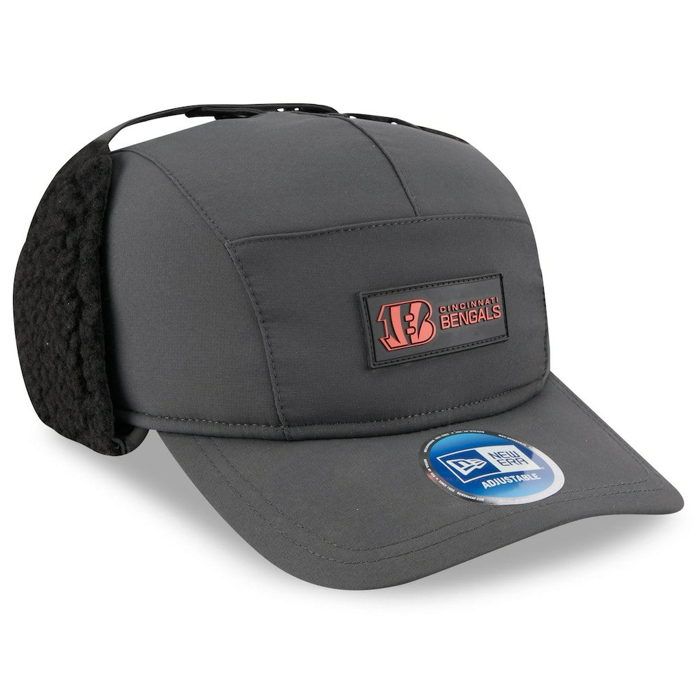 Cincinnati Bengals New Era 2025 Sideline Cold Weather Runner Dog Ear Adjustable Hat - Charcoal Hats