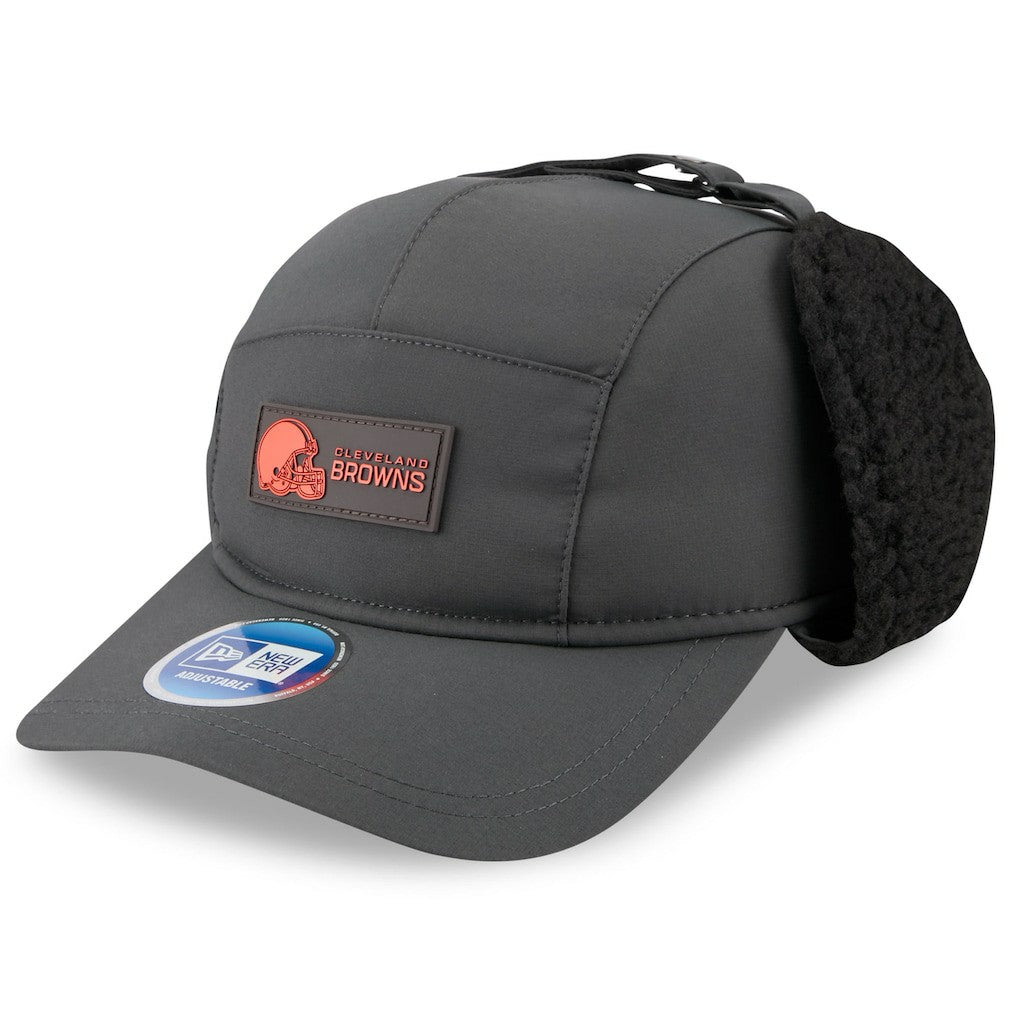 Cleveland Browns New Era 2025 Sideline Cold Weather Runner Dog Ear Adjustable Hat - Charcoal Hats