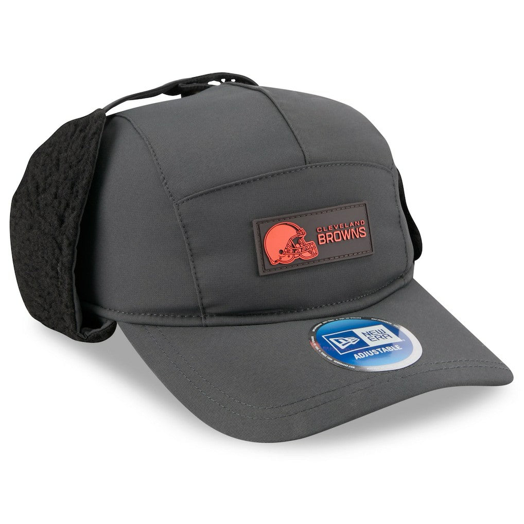 Cleveland Browns New Era 2025 Sideline Cold Weather Runner Dog Ear Adjustable Hat - Charcoal Hats