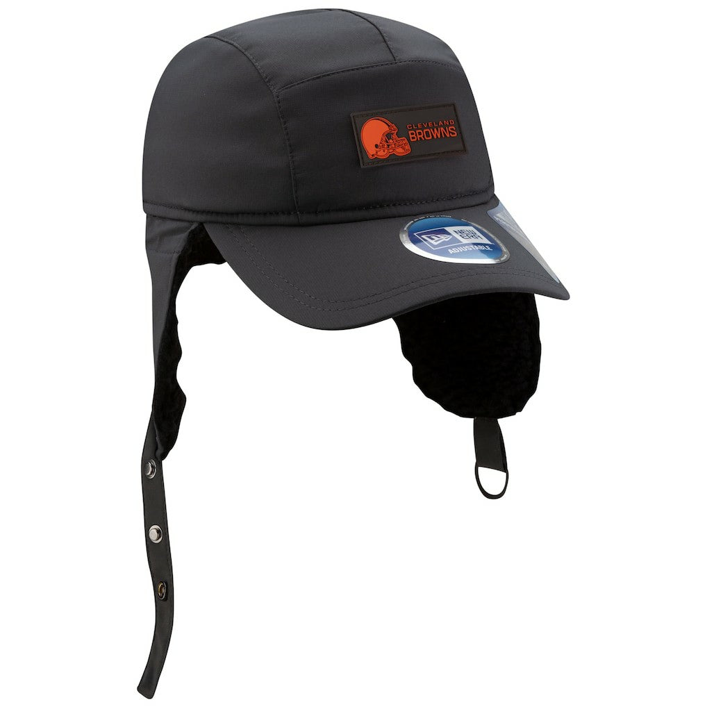 Cleveland Browns New Era 2025 Sideline Cold Weather Runner Dog Ear Adjustable Hat - Charcoal Hats