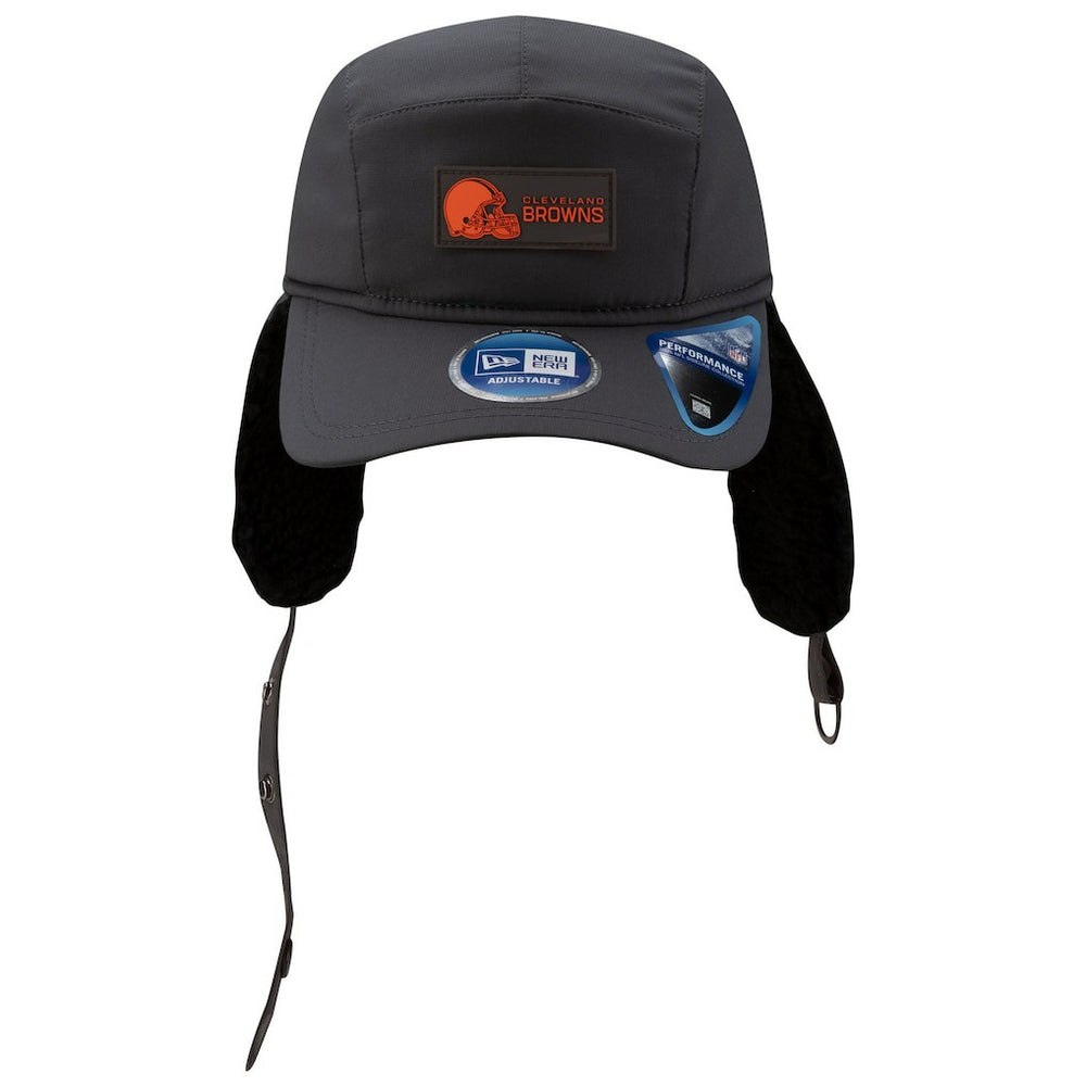 Cleveland Browns New Era 2025 Sideline Cold Weather Runner Dog Ear Adjustable Hat - Charcoal Hats