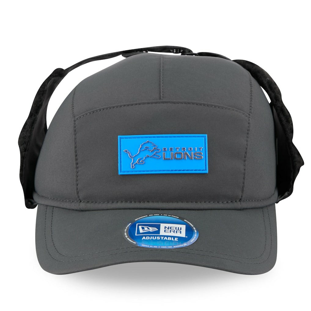 Detroit Lions New Era 2025 Sideline Cold Weather Runner Dog Ear Adjustable Hat - Charcoal Hats