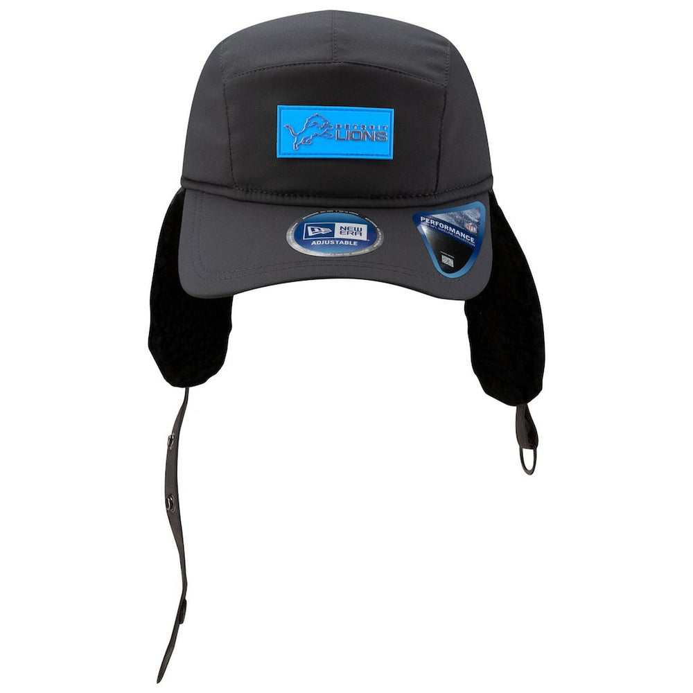 Detroit Lions New Era 2025 Sideline Cold Weather Runner Dog Ear Adjustable Hat - Charcoal Hats