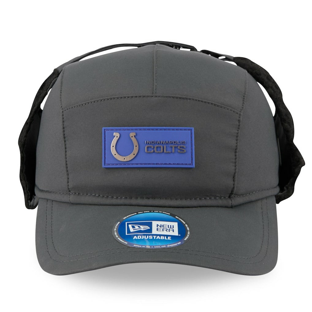 Indianapolis Colts New Era 2025 Sideline Cold Weather Runner Dog Ear Adjustable Hat - Charcoal Hats
