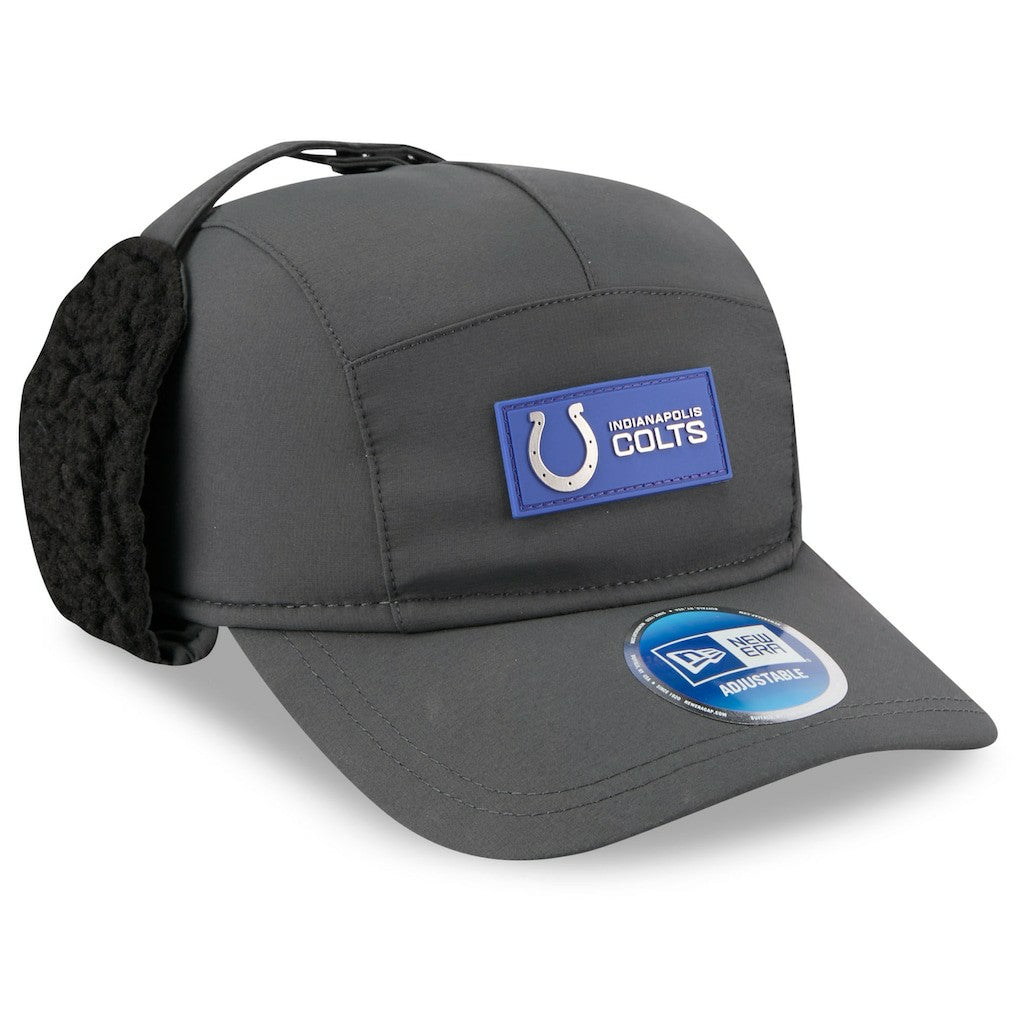 Indianapolis Colts New Era 2025 Sideline Cold Weather Runner Dog Ear Adjustable Hat - Charcoal Hats