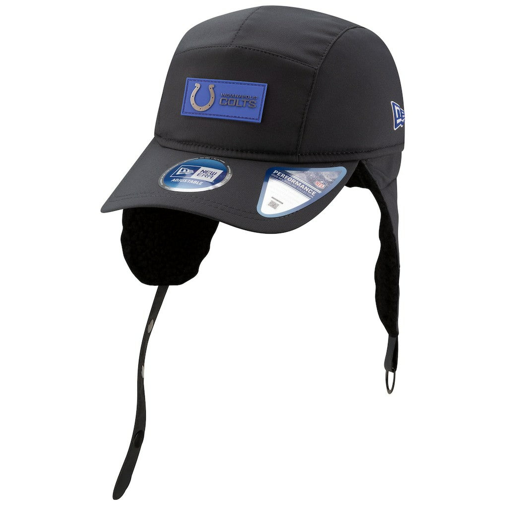 Indianapolis Colts New Era 2025 Sideline Cold Weather Runner Dog Ear Adjustable Hat - Charcoal Hats