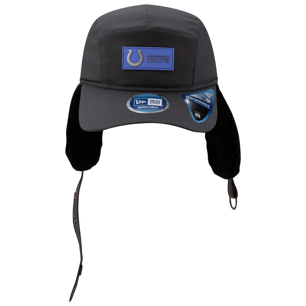 Indianapolis Colts New Era 2025 Sideline Cold Weather Runner Dog Ear Adjustable Hat - Charcoal Hats