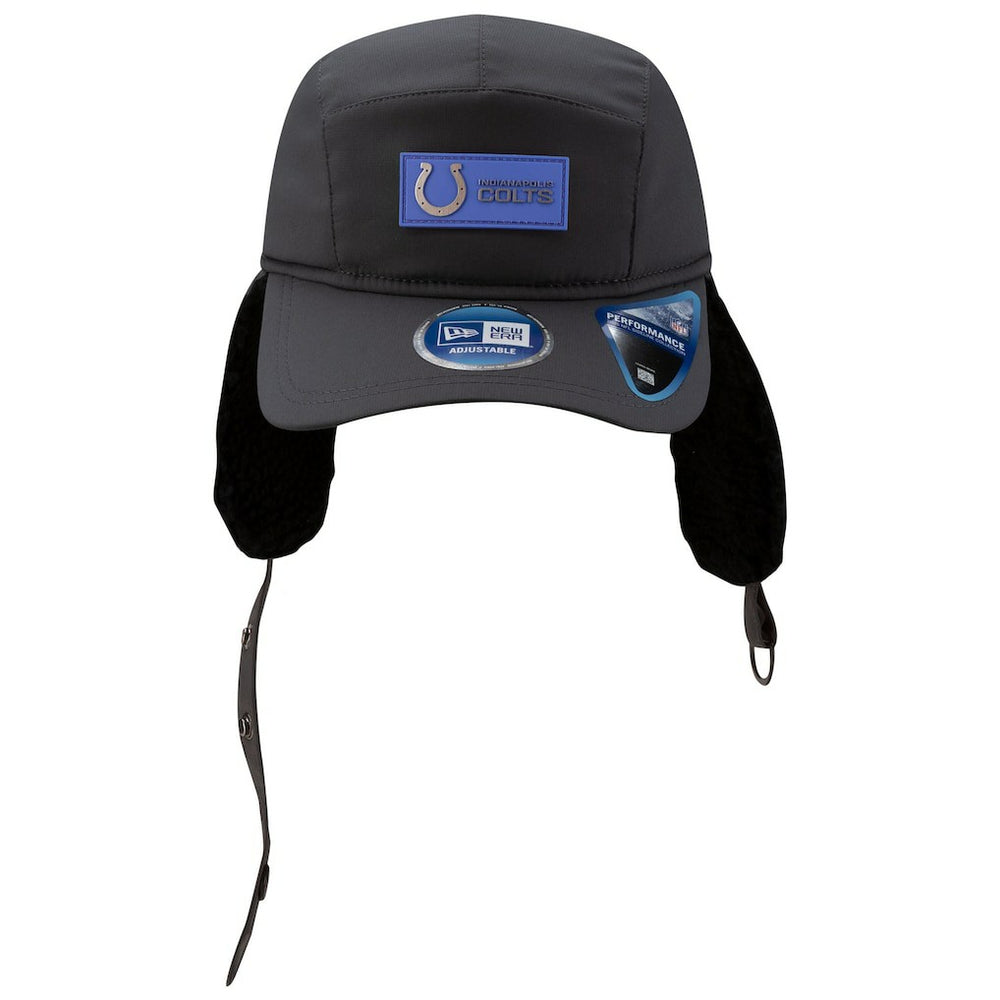 Indianapolis Colts New Era 2025 Sideline Cold Weather Runner Dog Ear Adjustable Hat - Charcoal Hats