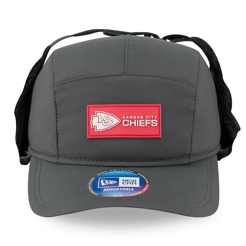 Kansas City Chiefs New Era 2025 Sideline Cold Weather Runner Dog Ear Adjustable Hat - Charcoal Hats