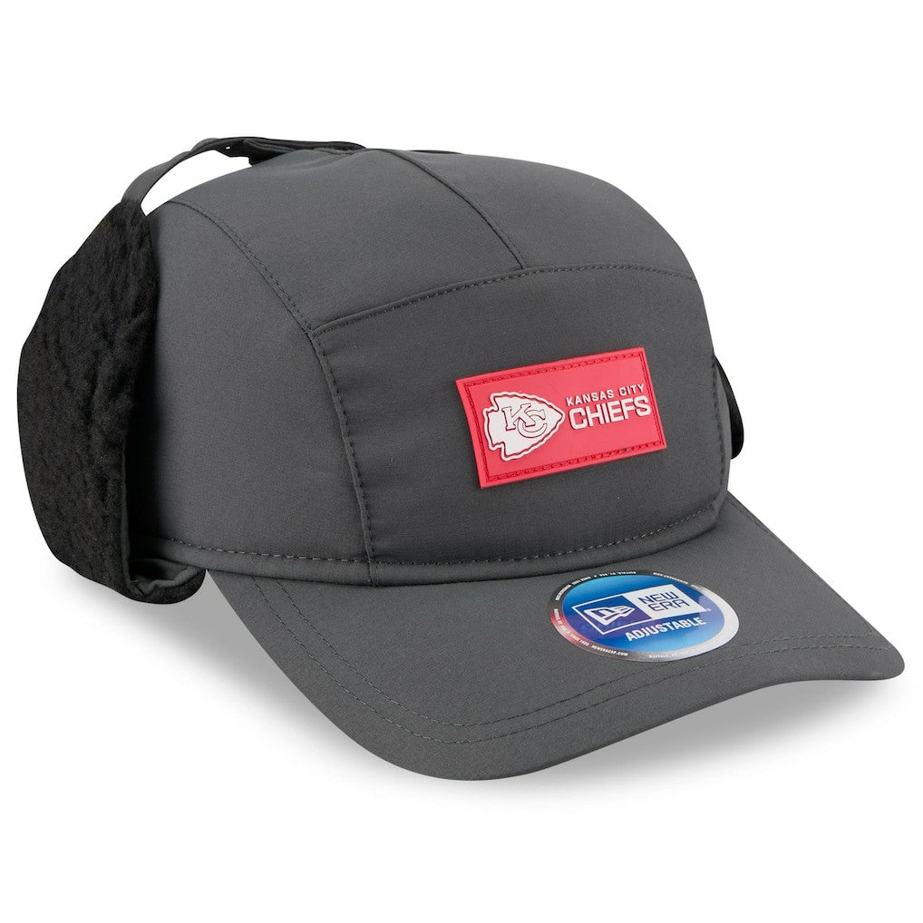 Kansas City Chiefs New Era 2025 Sideline Cold Weather Runner Dog Ear Adjustable Hat - Charcoal Hats