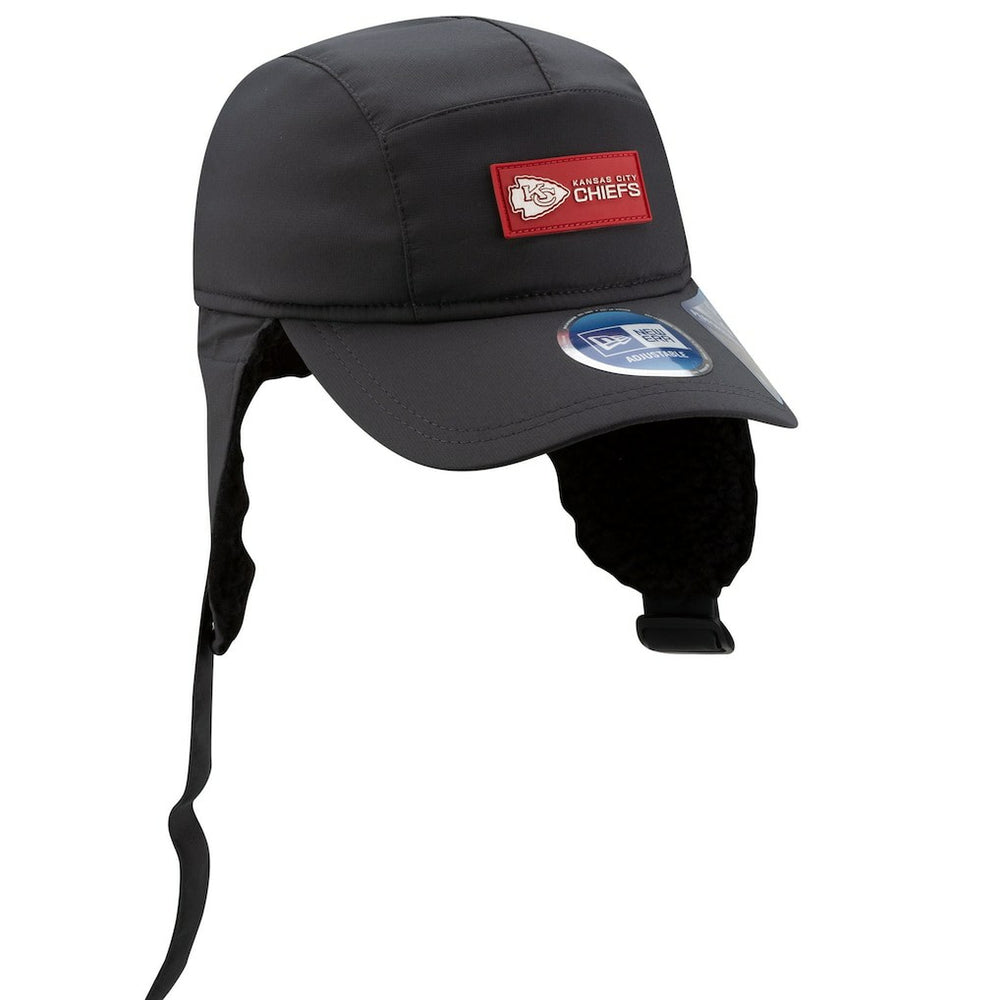 Kansas City Chiefs New Era 2025 Sideline Cold Weather Runner Dog Ear Adjustable Hat - Charcoal Hats
