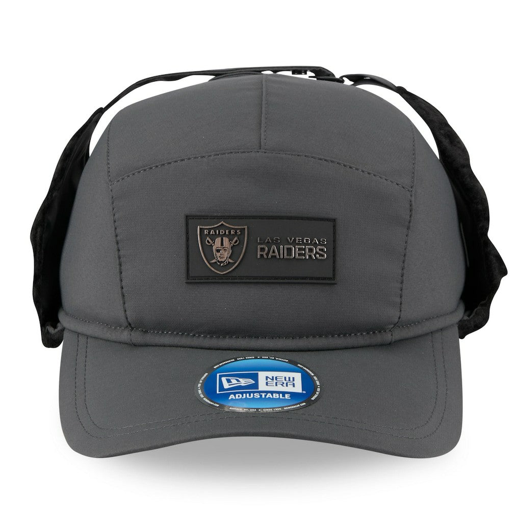 Las Vegas Raiders New Era 2025 Sideline Cold Weather Runner Dog Ear Adjustable Hat - Charcoal Hats
