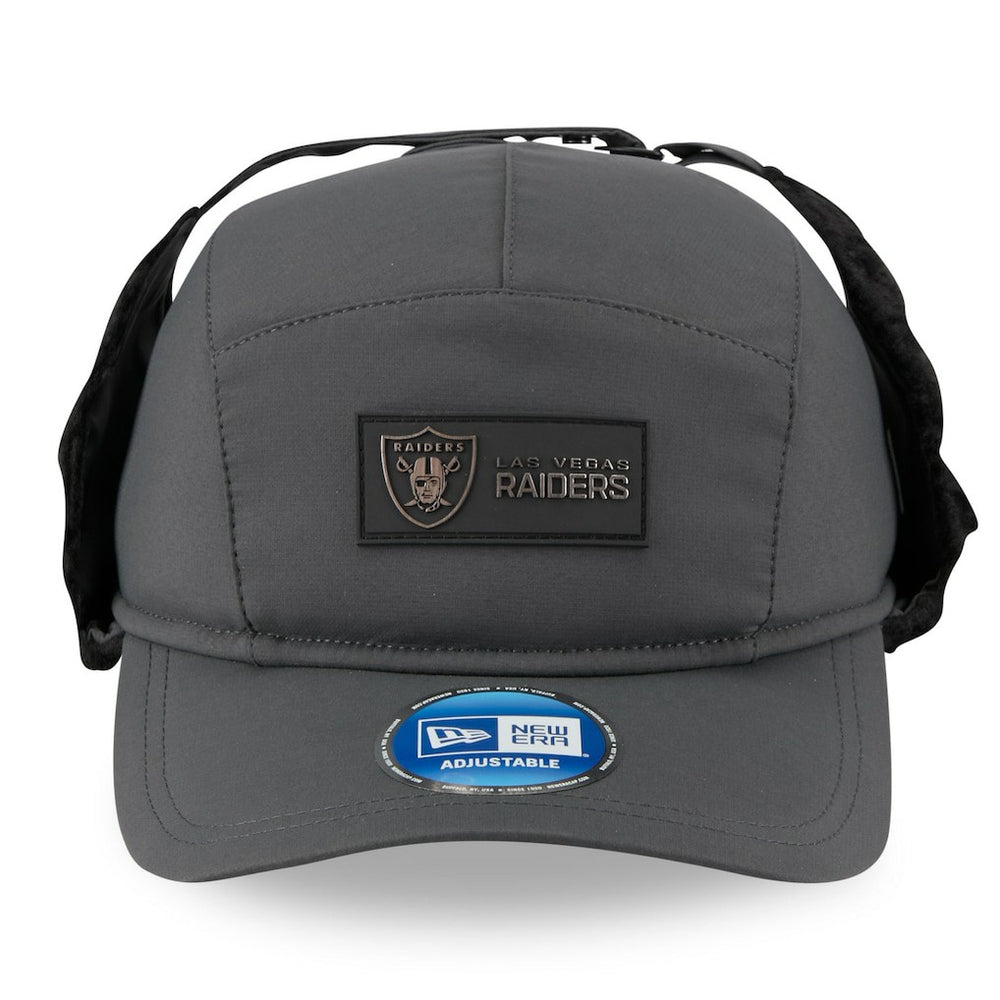 Las Vegas Raiders New Era 2025 Sideline Cold Weather Runner Dog Ear Adjustable Hat - Charcoal Hats