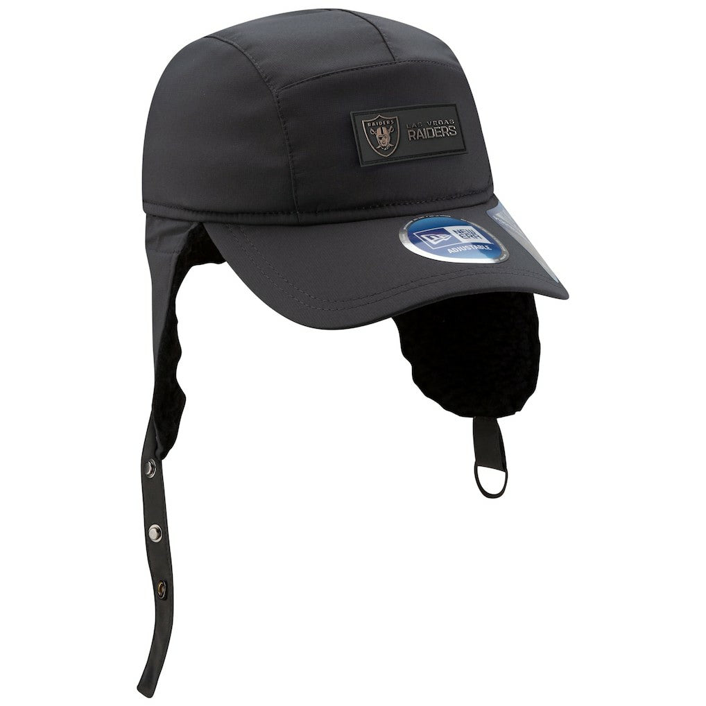 Las Vegas Raiders New Era 2025 Sideline Cold Weather Runner Dog Ear Adjustable Hat - Charcoal Hats