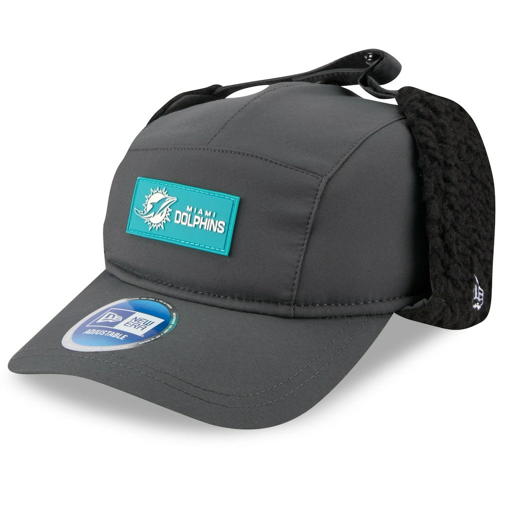 Miami Dolphins New Era 2025 Sideline Cold Weather Runner Dog Ear Adjustable Hat - Charcoal Hats