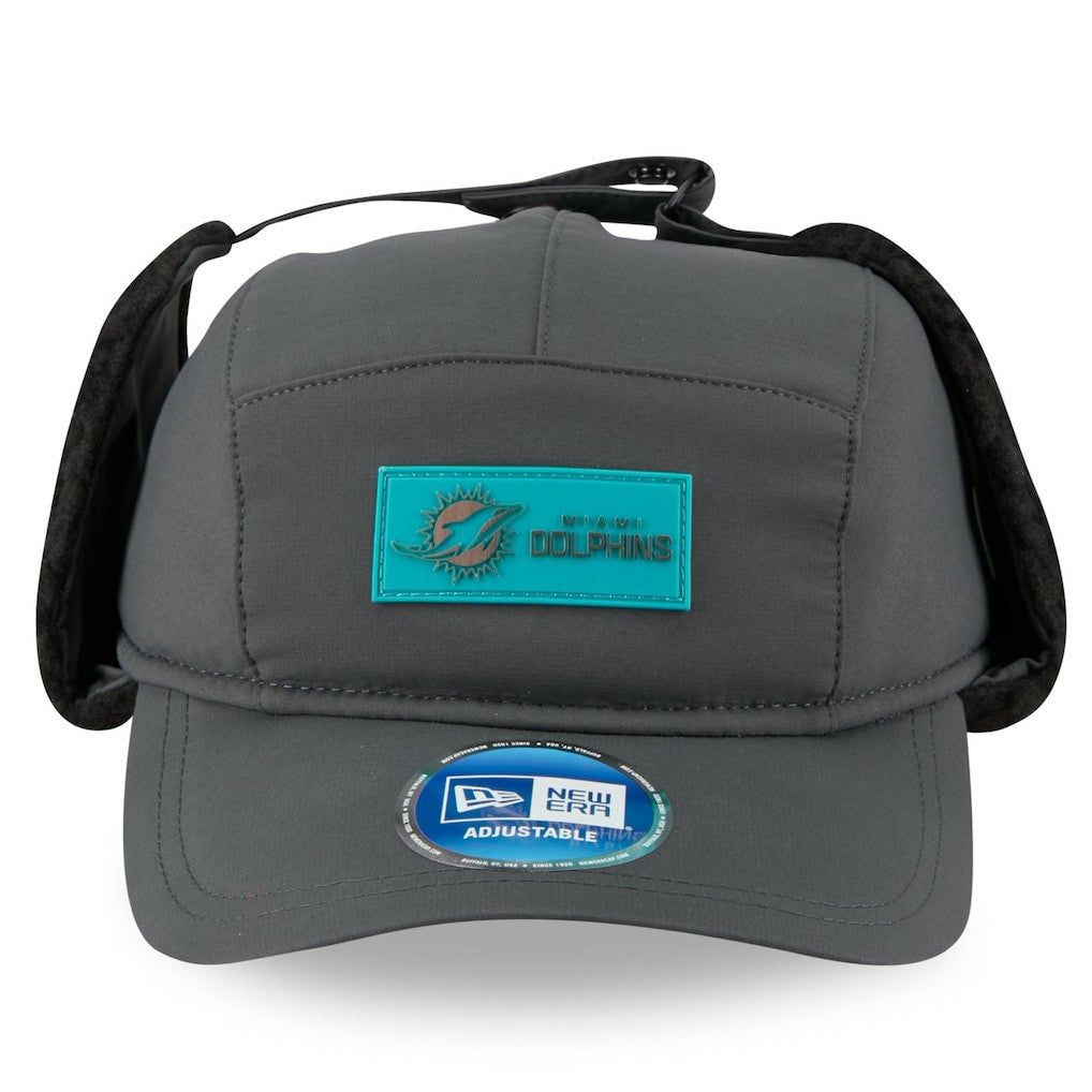 Miami Dolphins New Era 2025 Sideline Cold Weather Runner Dog Ear Adjustable Hat - Charcoal Hats