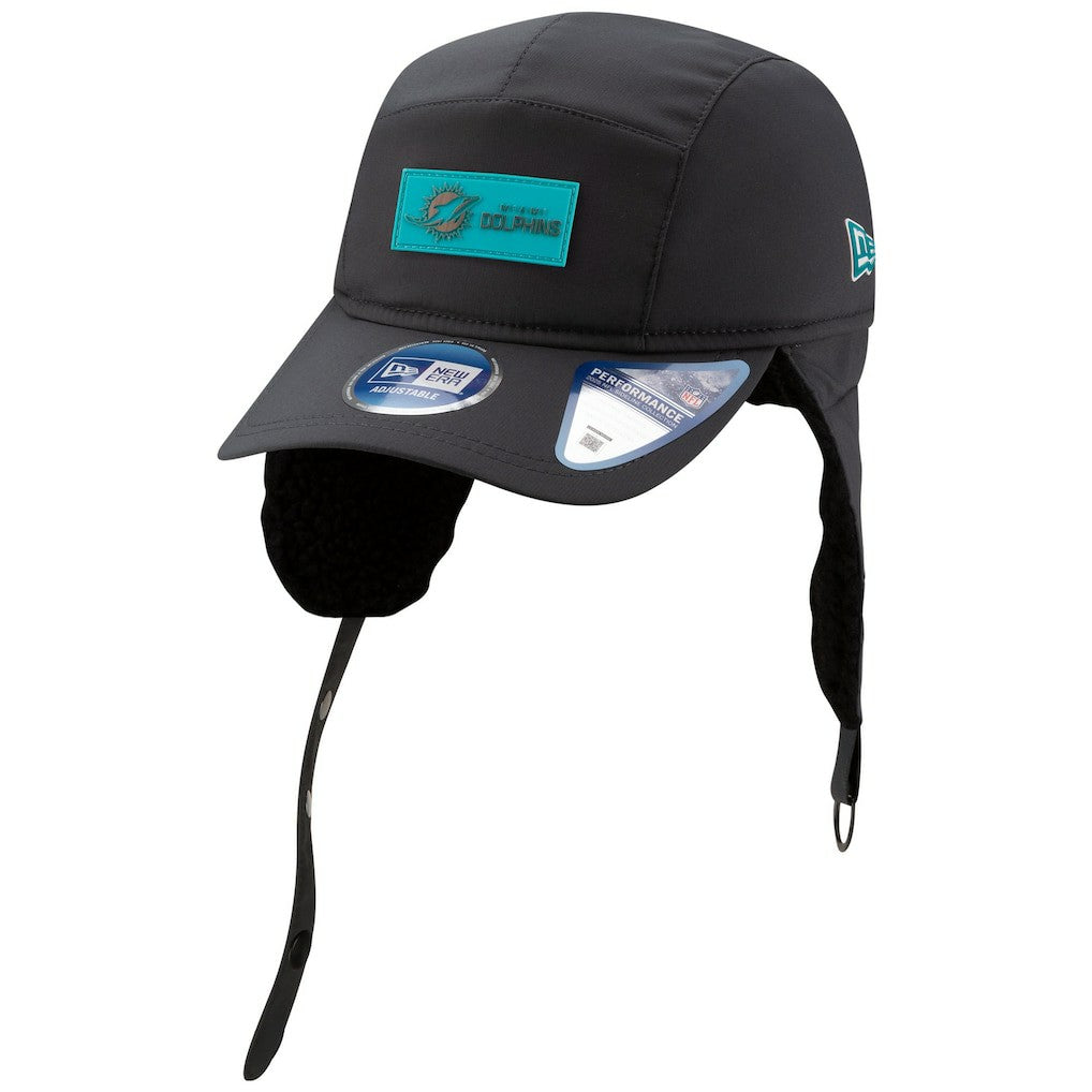 Miami Dolphins New Era 2025 Sideline Cold Weather Runner Dog Ear Adjustable Hat - Charcoal Hats