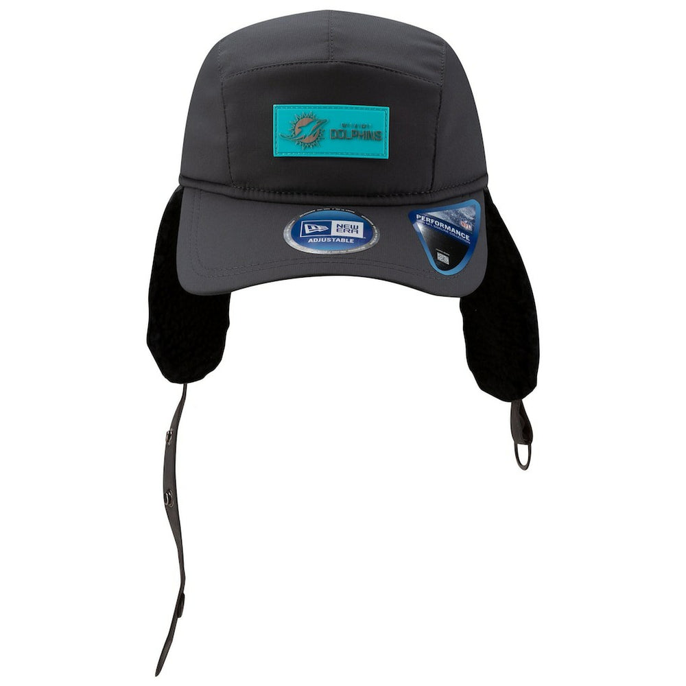 Miami Dolphins New Era 2025 Sideline Cold Weather Runner Dog Ear Adjustable Hat - Charcoal Hats