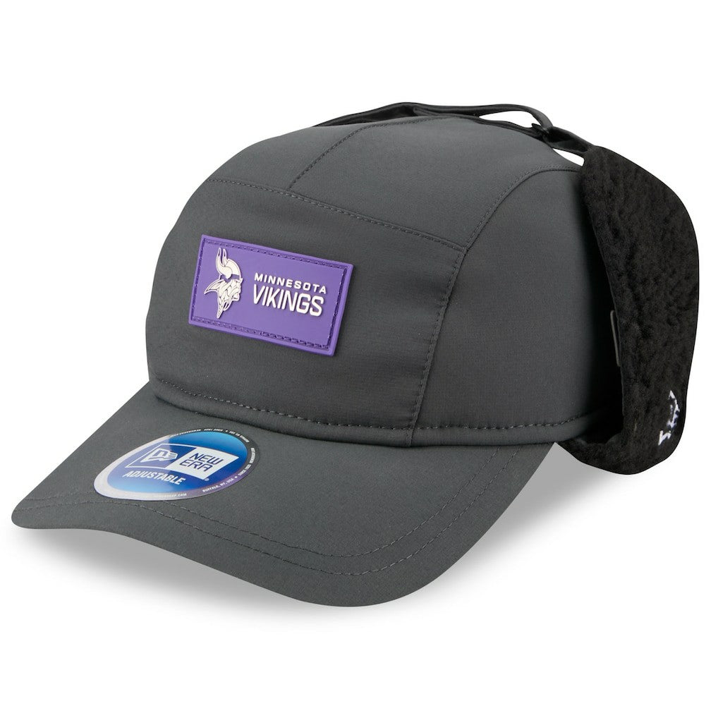 Minnesota Vikings New Era 2025 Sideline Cold Weather Runner Dog Ear Adjustable Hat - Charcoal Hats