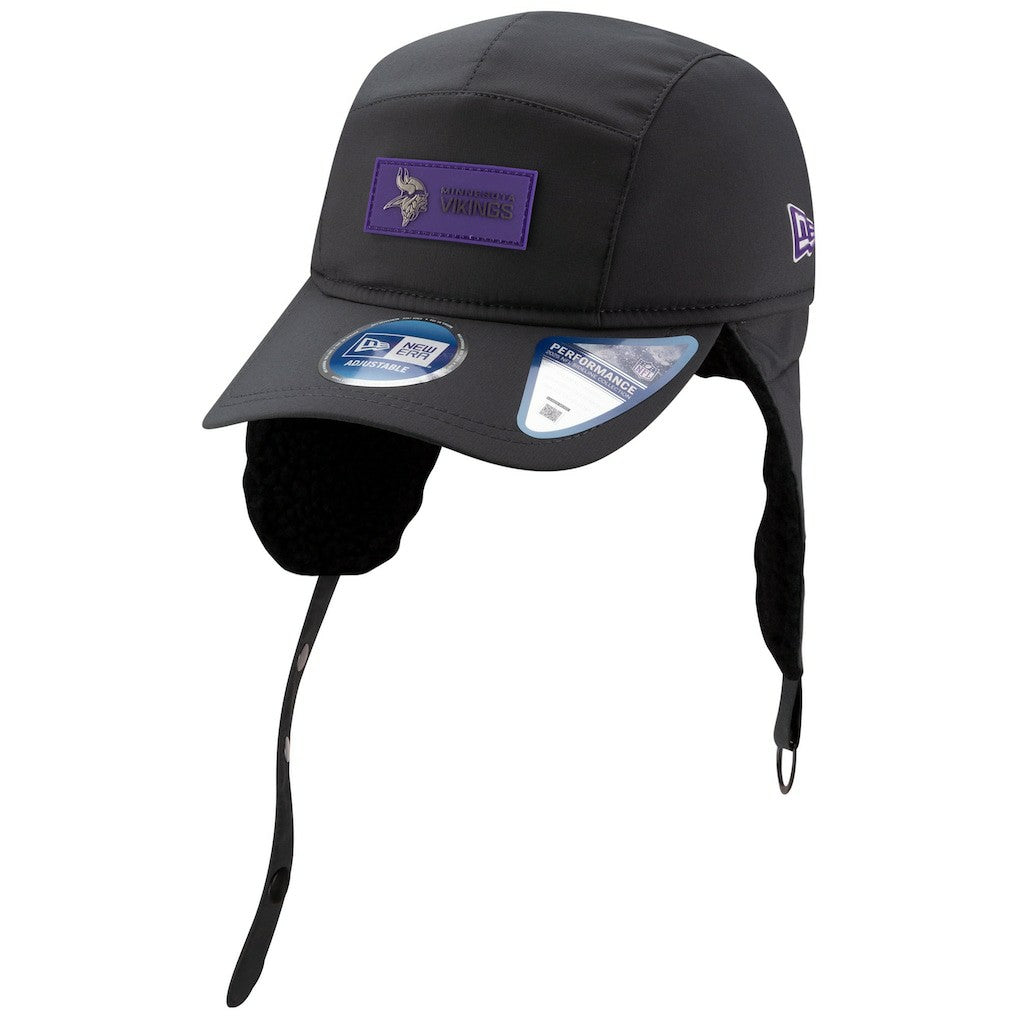 Minnesota Vikings New Era 2025 Sideline Cold Weather Runner Dog Ear Adjustable Hat - Charcoal Hats