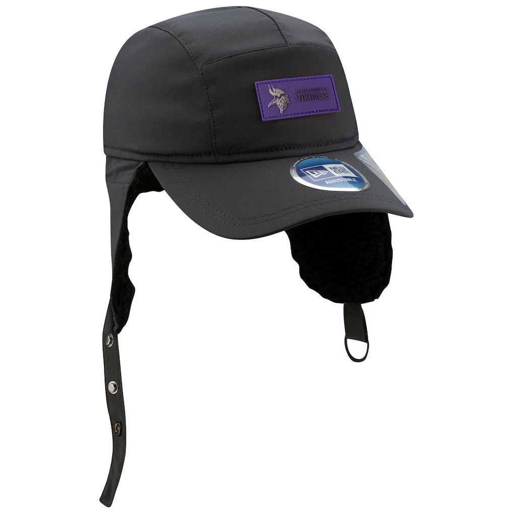 Minnesota Vikings New Era 2025 Sideline Cold Weather Runner Dog Ear Adjustable Hat - Charcoal Hats
