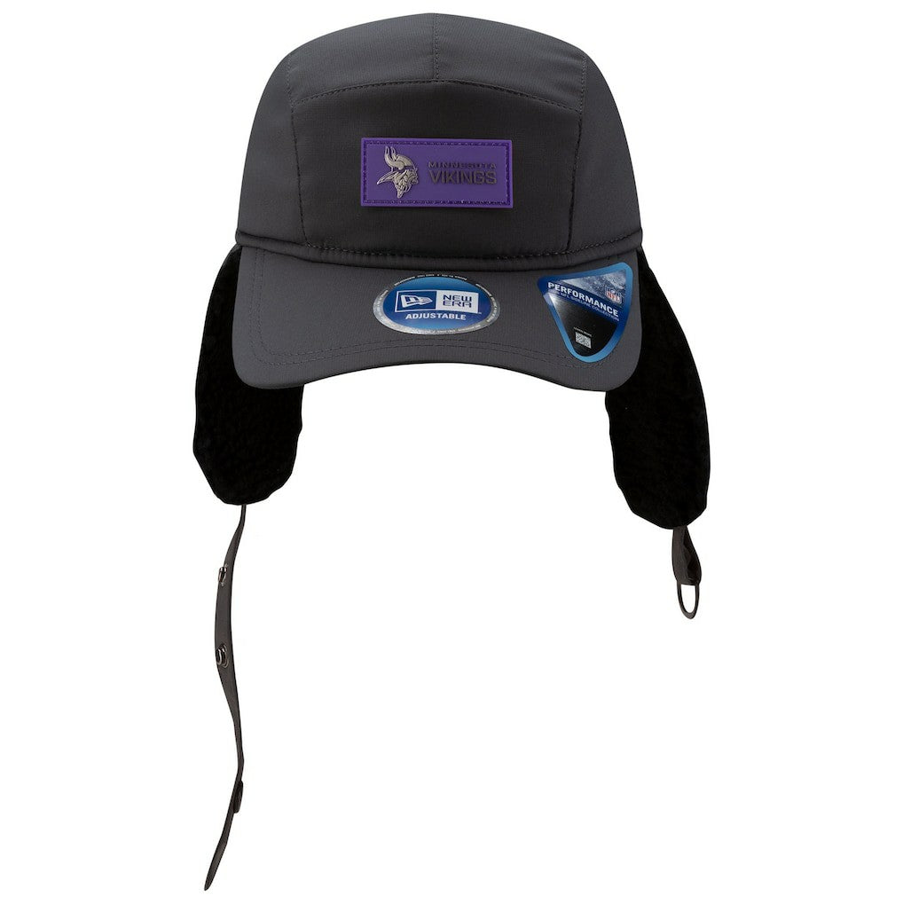 Minnesota Vikings New Era 2025 Sideline Cold Weather Runner Dog Ear Adjustable Hat - Charcoal Hats