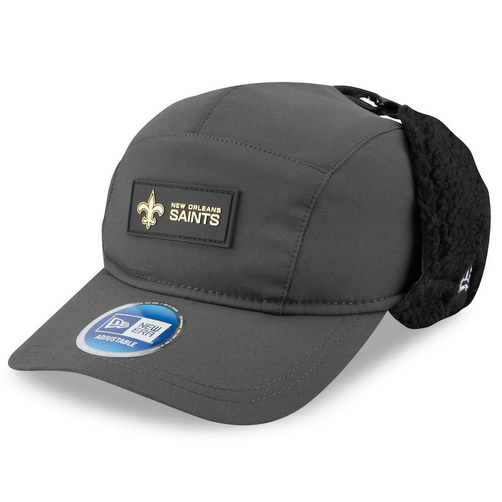 New Orleans Saints New Era 2025 Sideline Cold Weather Runner Dog Ear Adjustable Hat - Charcoal Hats