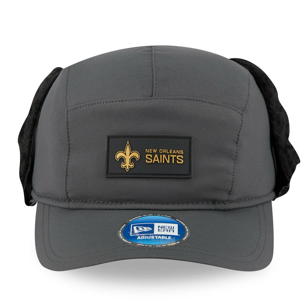 New Orleans Saints New Era 2025 Sideline Cold Weather Runner Dog Ear Adjustable Hat - Charcoal Hats