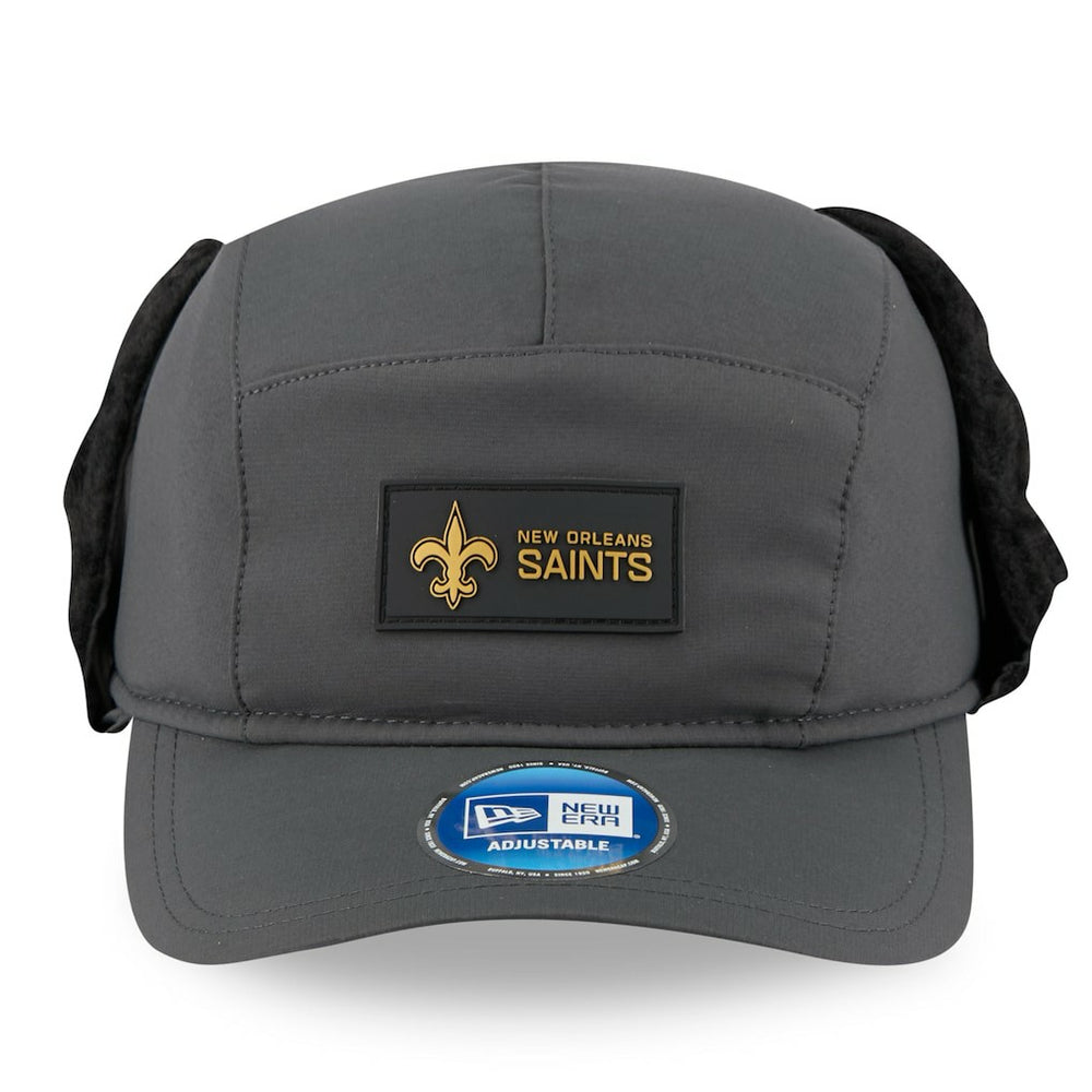 New Orleans Saints New Era 2025 Sideline Cold Weather Runner Dog Ear Adjustable Hat - Charcoal Hats