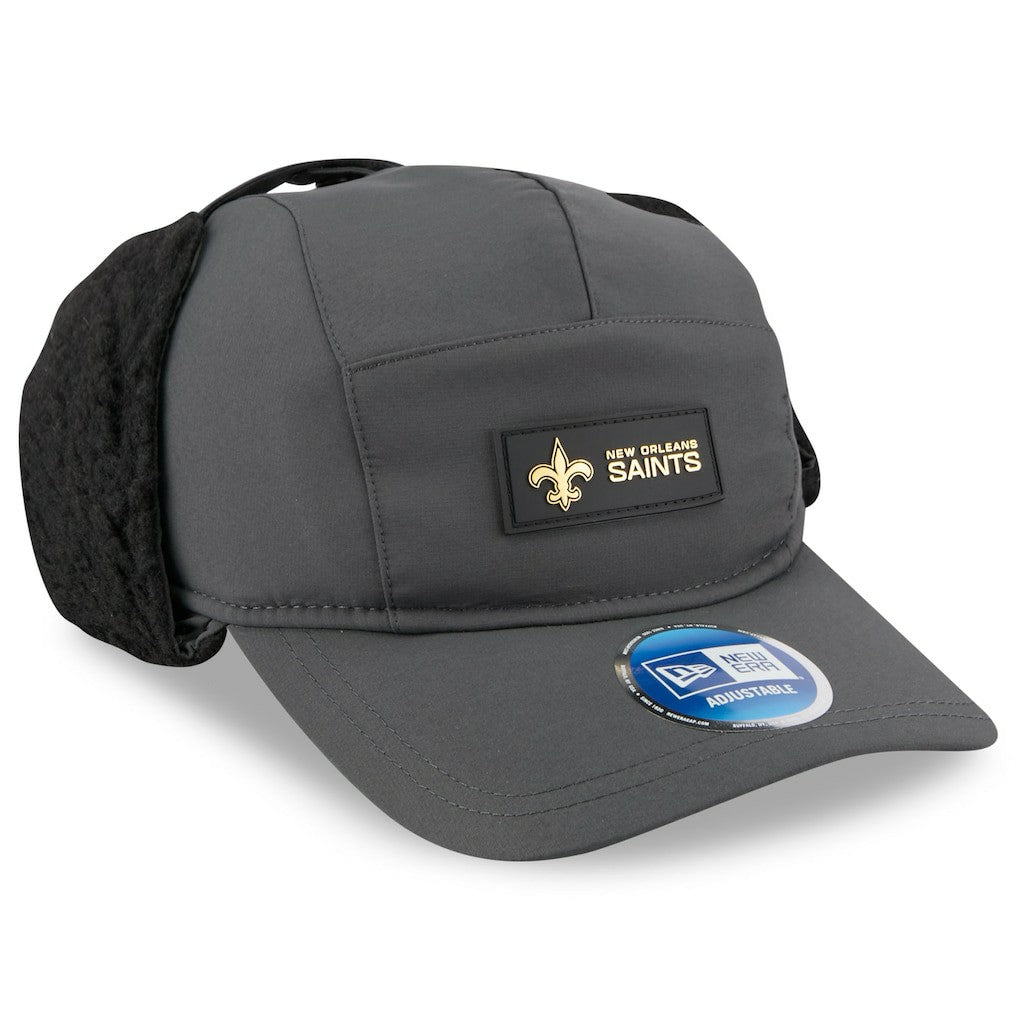 New Orleans Saints New Era 2025 Sideline Cold Weather Runner Dog Ear Adjustable Hat - Charcoal Hats