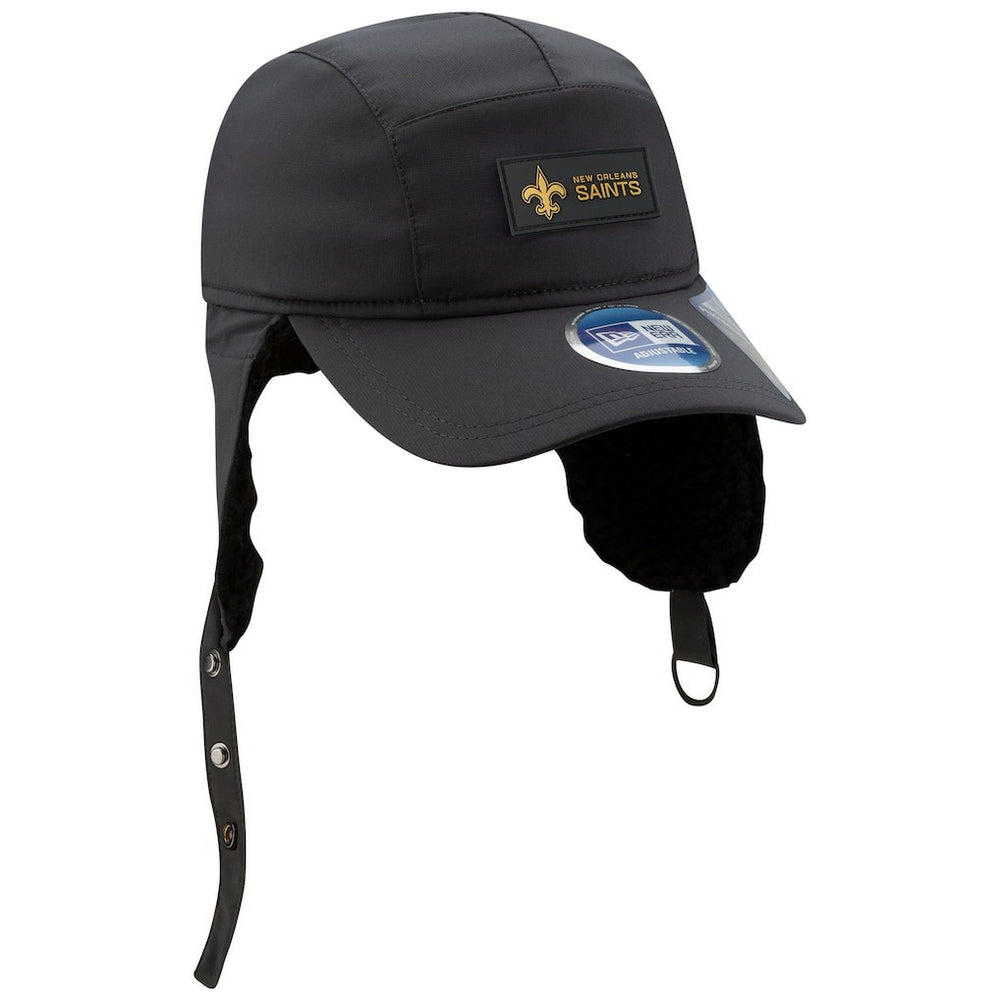 New Orleans Saints New Era 2025 Sideline Cold Weather Runner Dog Ear Adjustable Hat - Charcoal Hats