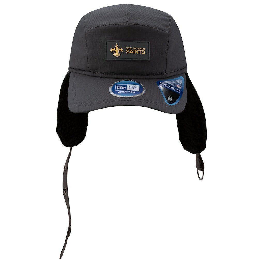 New Orleans Saints New Era 2025 Sideline Cold Weather Runner Dog Ear Adjustable Hat - Charcoal Hats