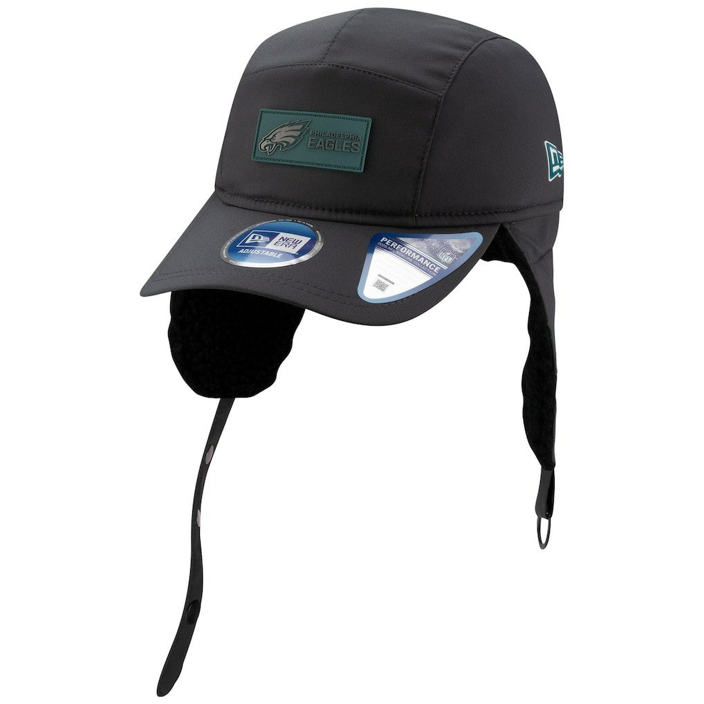 Philadelphia Eagles New Era 2025 Sideline Cold Weather Runner Dog Ear Adjustable Hat - Charcoal Hats