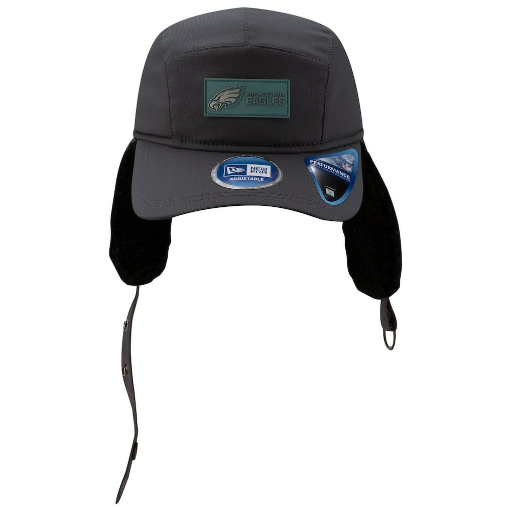 Philadelphia Eagles New Era 2025 Sideline Cold Weather Runner Dog Ear Adjustable Hat - Charcoal Hats