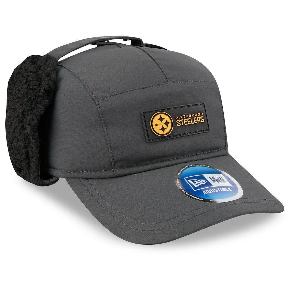 Pittsburgh Steelers New Era 2025 Sideline Cold Weather Runner Dog Ear Adjustable Hat - Charcoal Hats