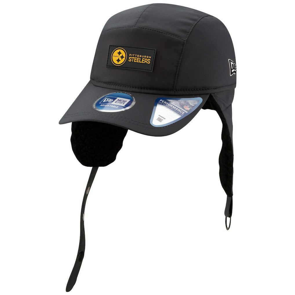 Pittsburgh Steelers New Era 2025 Sideline Cold Weather Runner Dog Ear Adjustable Hat - Charcoal Hats
