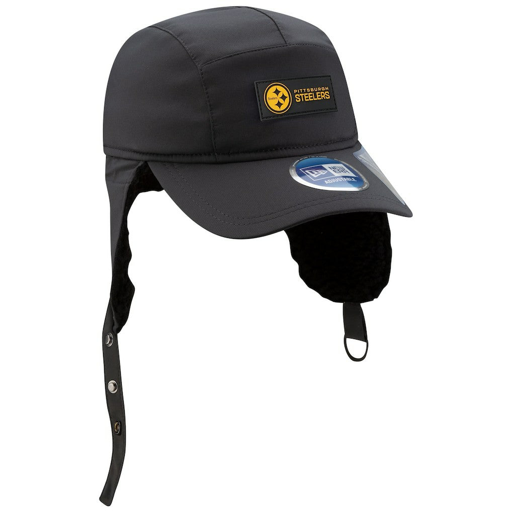 Pittsburgh Steelers New Era 2025 Sideline Cold Weather Runner Dog Ear Adjustable Hat - Charcoal Hats