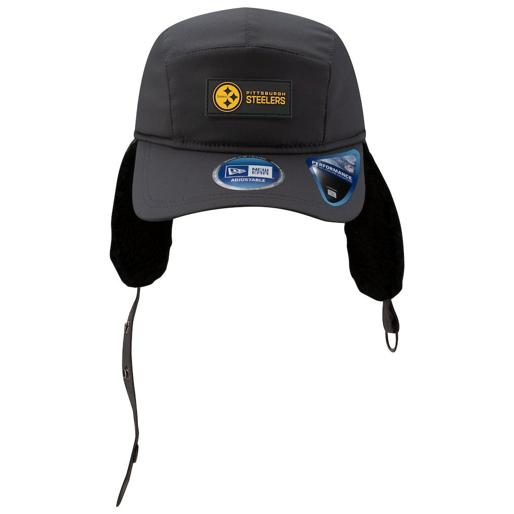 Pittsburgh Steelers New Era 2025 Sideline Cold Weather Runner Dog Ear Adjustable Hat - Charcoal Hats