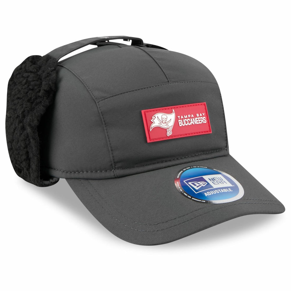 Tampa Bay Buccaneers New Era 2025 Sideline Cold Weather Runner Dog Ear Adjustable Hat - Charcoal Hats