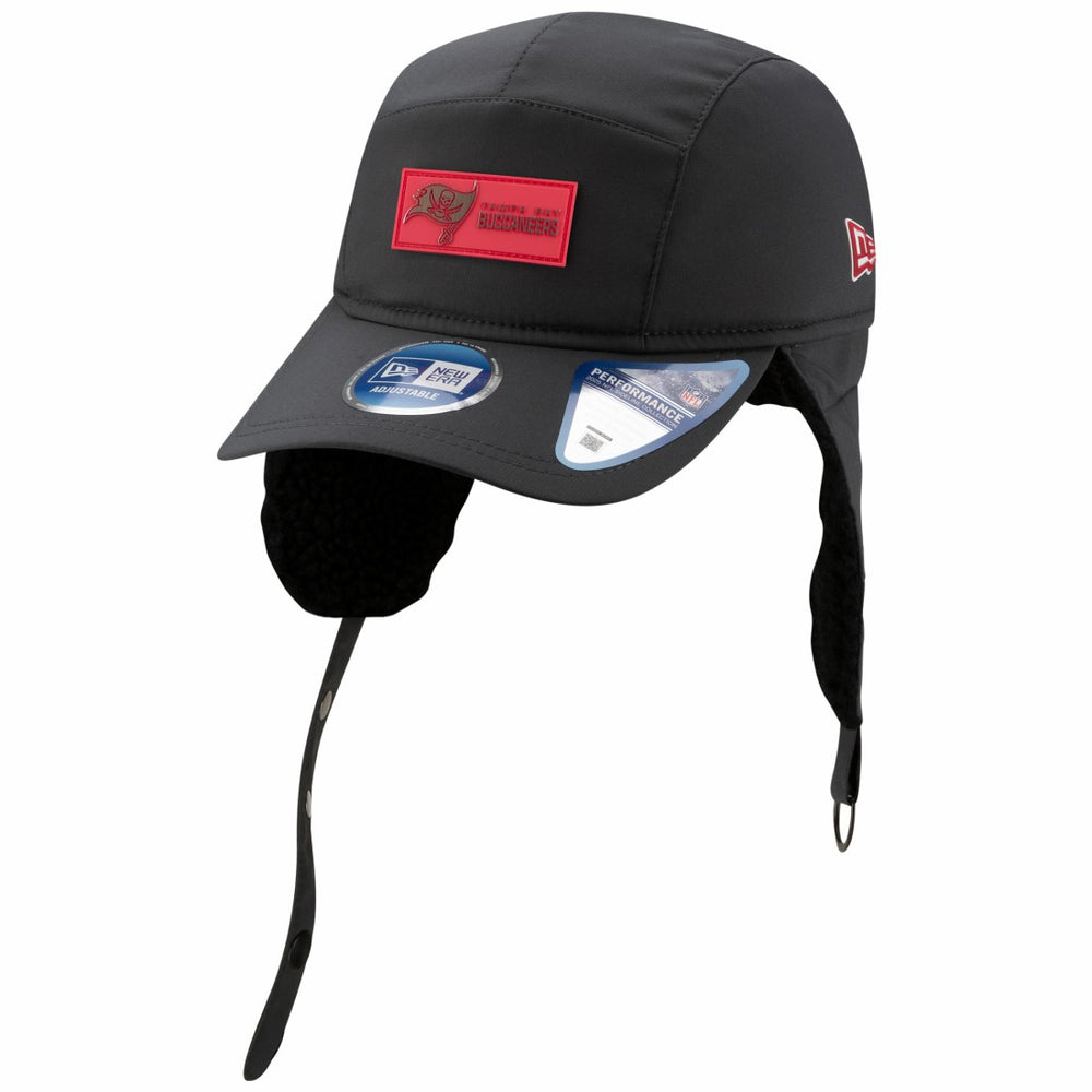 Tampa Bay Buccaneers New Era 2025 Sideline Cold Weather Runner Dog Ear Adjustable Hat - Charcoal Hats