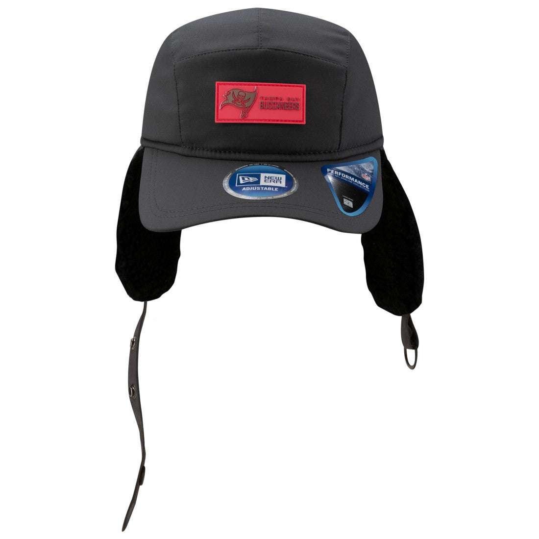 Tampa Bay Buccaneers New Era 2025 Sideline Cold Weather Runner Dog Ear Adjustable Hat - Charcoal Hats