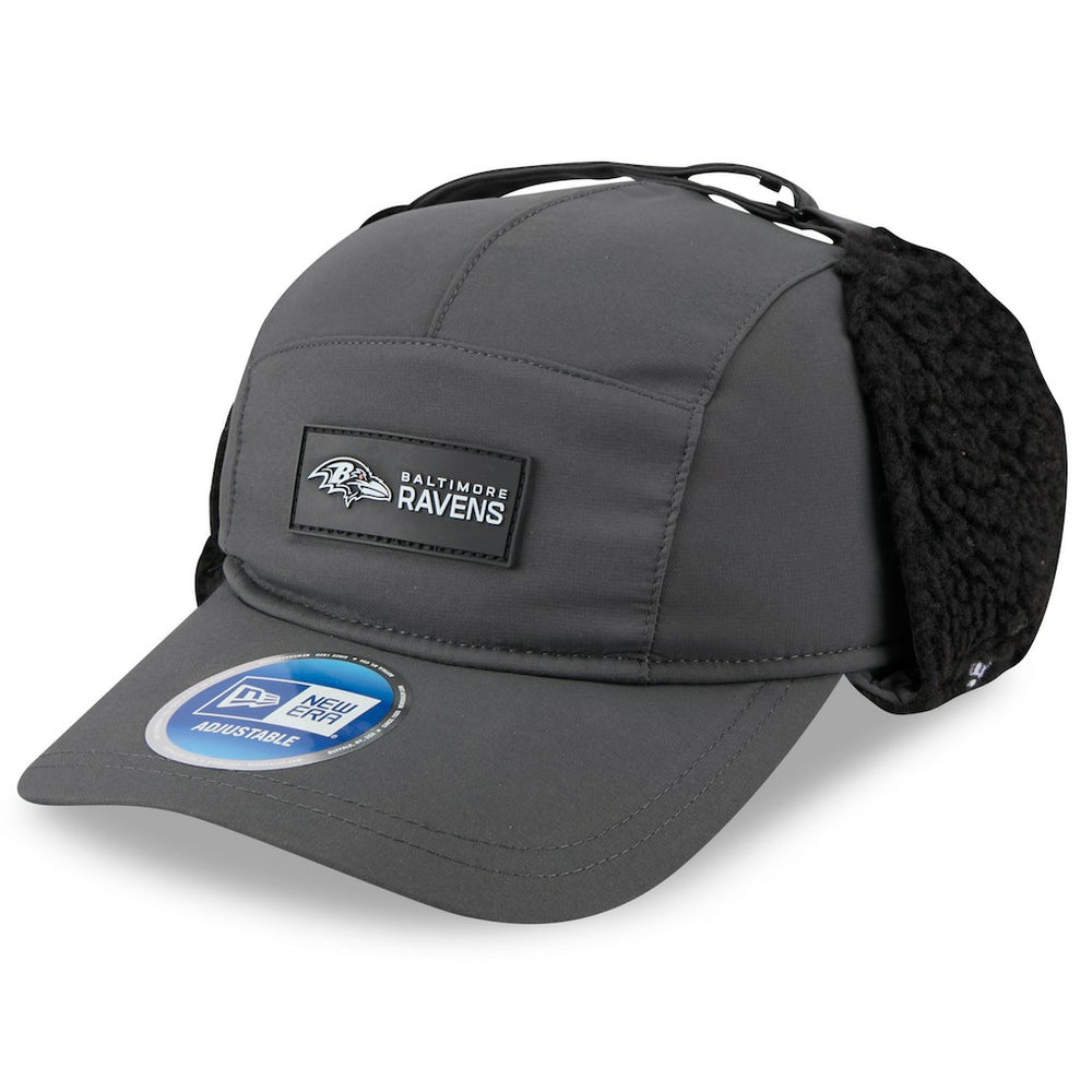Baltimore Ravens New Era 2025 Sideline Cold Weather Runner Dog Ear Adjustable Hat - Charcoal Hats